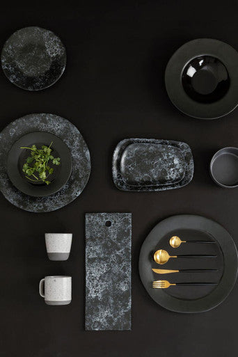 Orsina Hygge Small Marble Effect Side Plate – Charcoal Nordic Tableware