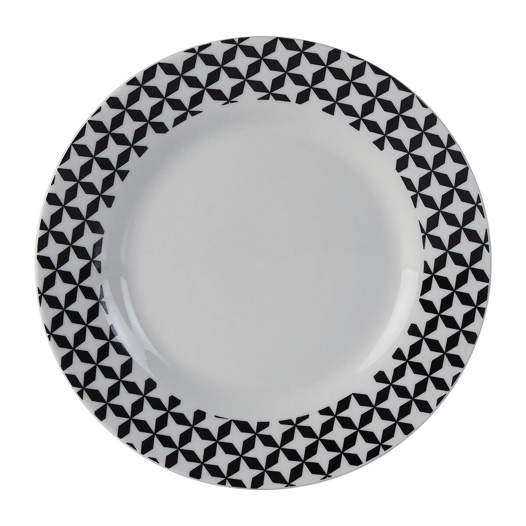 Orsina Avie 12-Piece Windmill Dinner Set – Black & White Ceramic