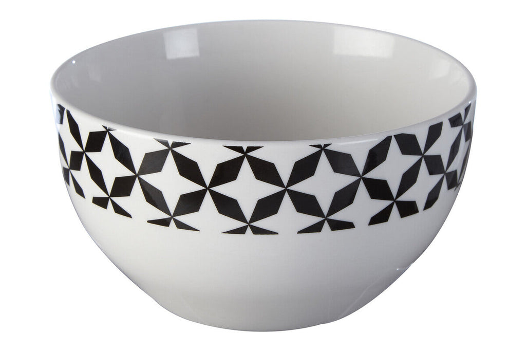 Orsina Avie 12-Piece Windmill Dinner Set – Black & White Ceramic