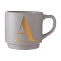 Orsina Signet Grey Monogram Mug – Personalised Porcelain Cup, Letter A