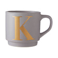 Orsina Signet Grey Monogram Mug – Stackable Initial K Coffee Cup