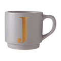 Orsina Signet Grey Monogram Mug - Letter J Stackable Ceramic Mug