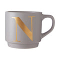 Orsina Signet Grey Monogram Mug – Initial N Stackable Ceramic Cup