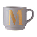 Orsina Signet Grey Monogram Mug | Stackable Ceramic Initial M Cup