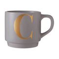 Orsina Signet Grey Monogram Mug – Personalised Stackable Ceramic Cup, C