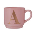Orsina Signet Pink Monogram Mug – Stackable Gold Initial A Ceramic
