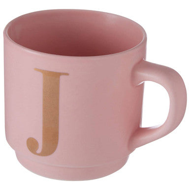 Orsina Signet Pink Monogram Mug – Personalised Ceramic Initial J