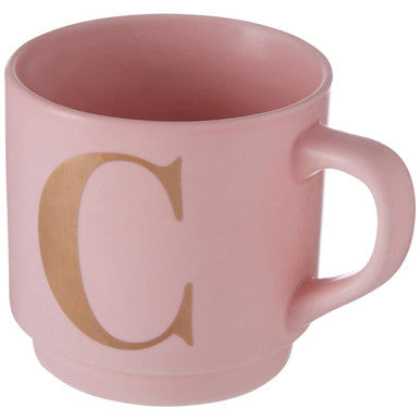 Orsina Signet Pink Monogram Mug – Personalised Gold Initial C Cup