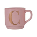 Orsina Signet Pink Monogram Mug – Personalised Gold Initial C Cup