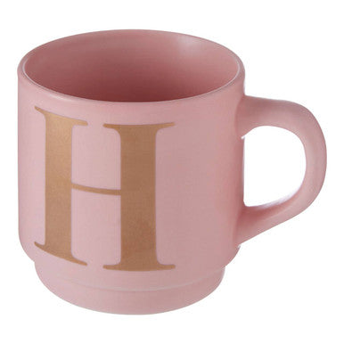Orsina Signet Pink Monogram Mug – Letter H Personalized Ceramic Cup