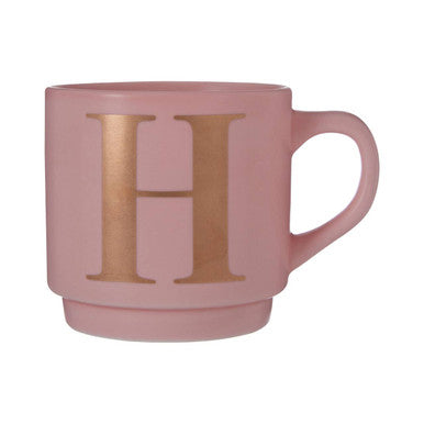 Orsina Signet Pink Monogram Mug – Letter H Personalized Ceramic Cup