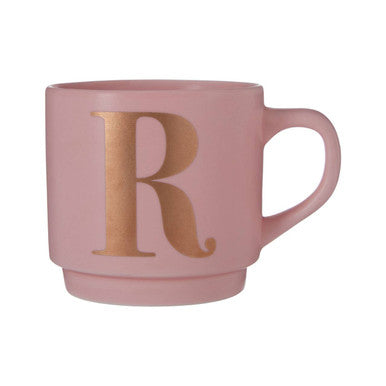 Orsina Signet Pink Monogram Mug – Letter R Personalized Ceramic Cup