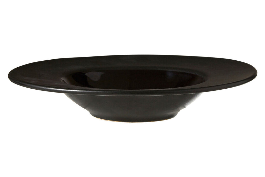 Orsina Hygge Black Pasta Bowl – Handcrafted Ceramic Shallow Rimmed Bowl