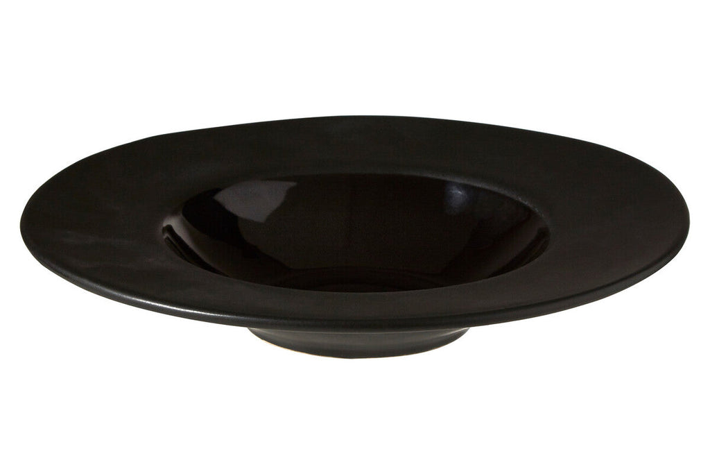Orsina Hygge Black Pasta Bowl – Handcrafted Ceramic Shallow Rimmed Bowl