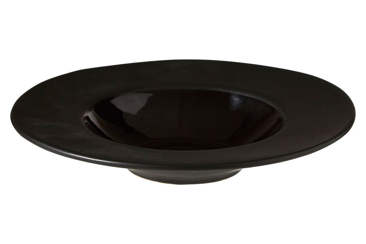 Orsina Hygge Black Pasta Bowl – Handcrafted Ceramic Shallow Rimmed Bowl