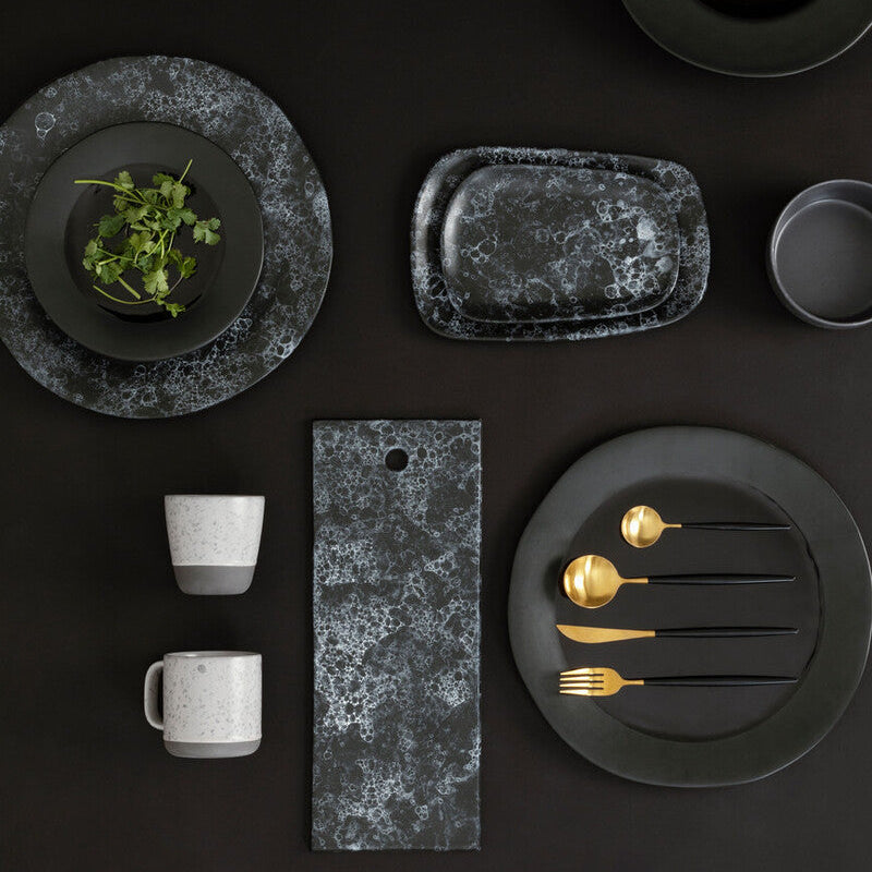 Orsina Hygge Black Pasta Bowl – Handcrafted Ceramic Shallow Rimmed Bowl