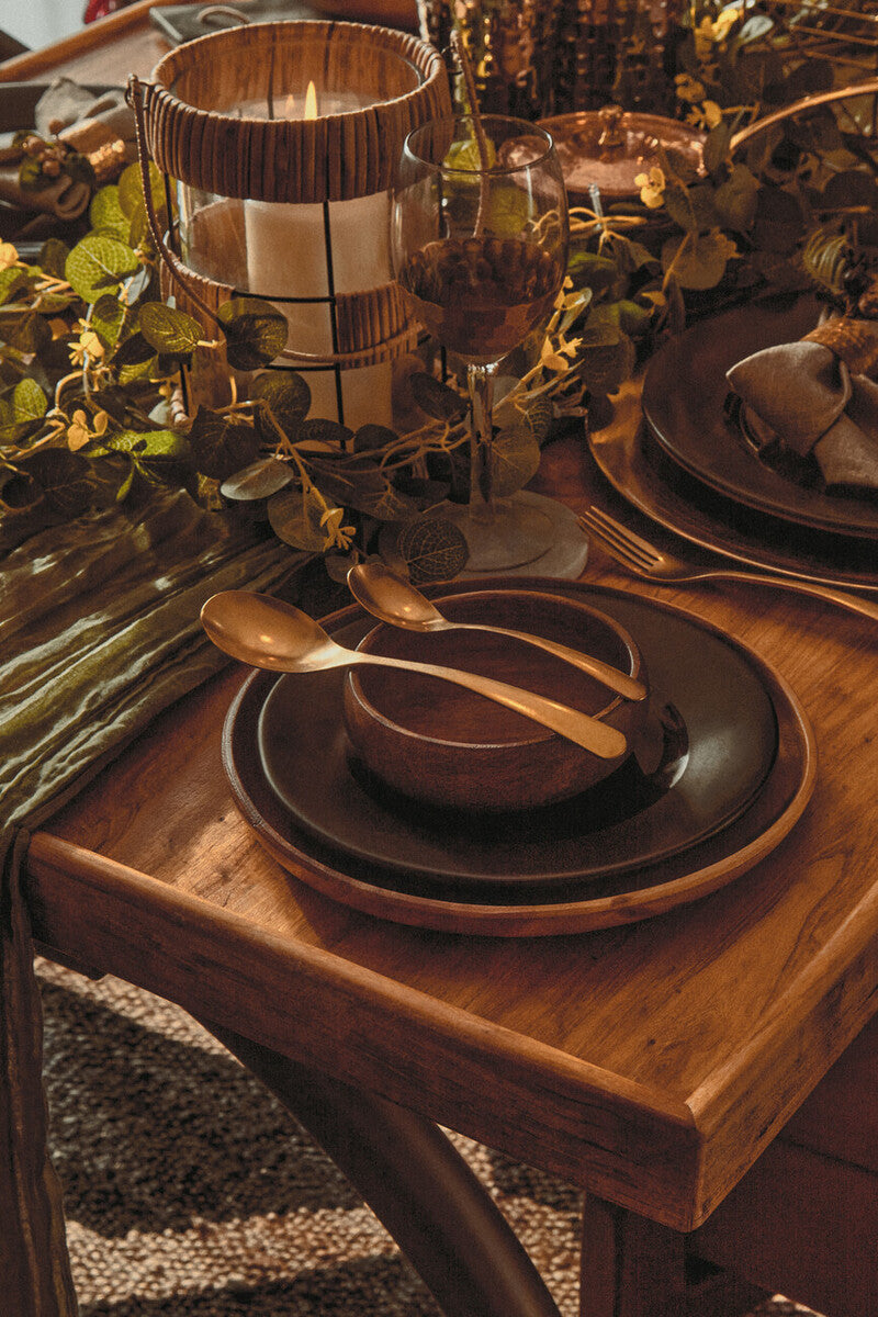 Orsina Hygge Black Pasta Bowl – Handcrafted Ceramic Shallow Rimmed Bowl