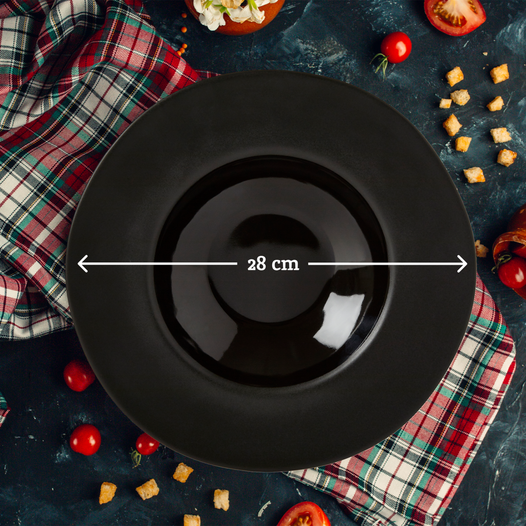 Orsina Hygge Black Pasta Bowl – Handcrafted Ceramic Shallow Rimmed Bowl