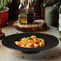 Orsina Hygge Black Pasta Bowl – Handcrafted Ceramic Shallow Rimmed Bowl