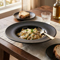 Orsina Hygge Black Pasta Bowl – Handcrafted Ceramic Shallow Rimmed Bowl