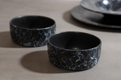 Orsina Hygge Black Faux Marble Bowl – Modern Serving and Decor Dish
