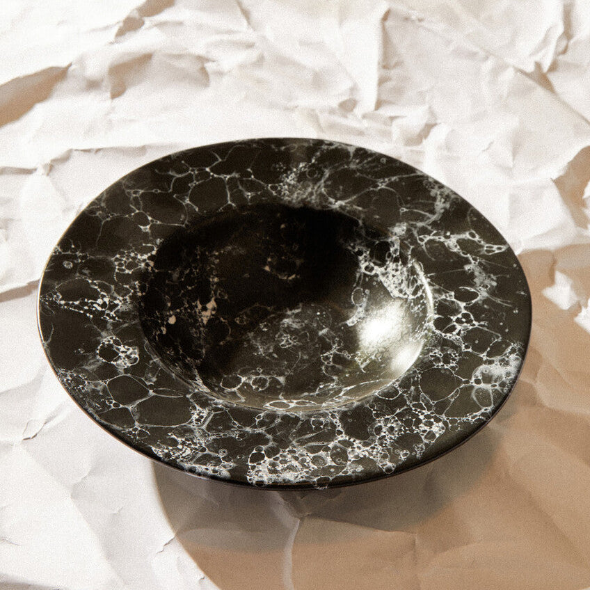 Orsina Hygge Black Marble Effect Pasta Bowl – Modern Artisan Stoneware