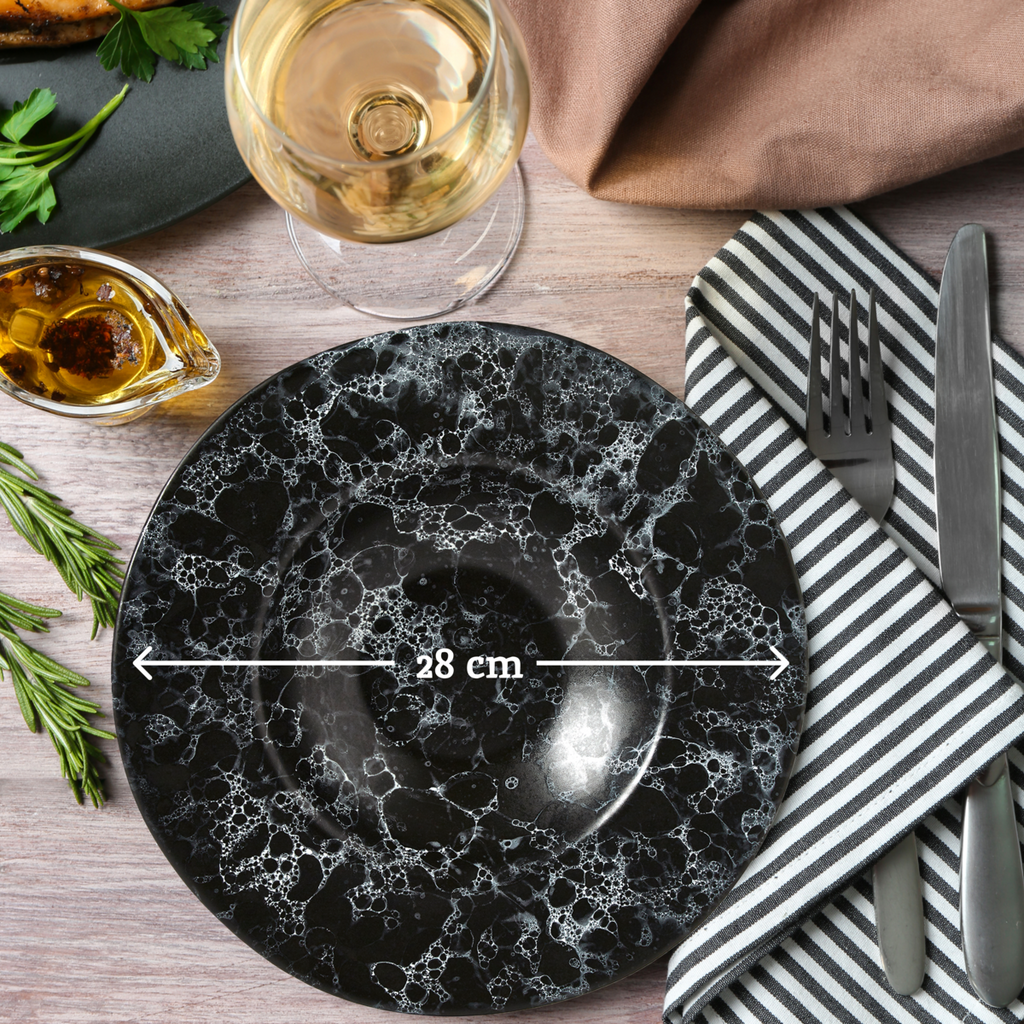 Orsina Hygge Black Marble Effect Pasta Bowl – Modern Artisan Stoneware