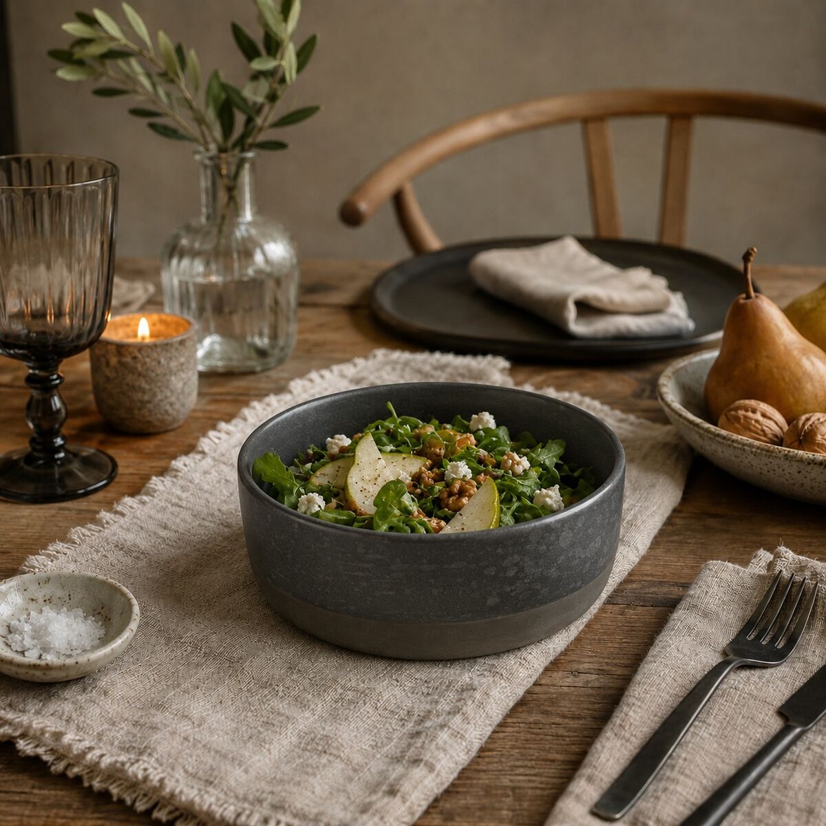 Orsina Hygge Medium Grey Ceramic Bowl – Speckled Nordic Tableware