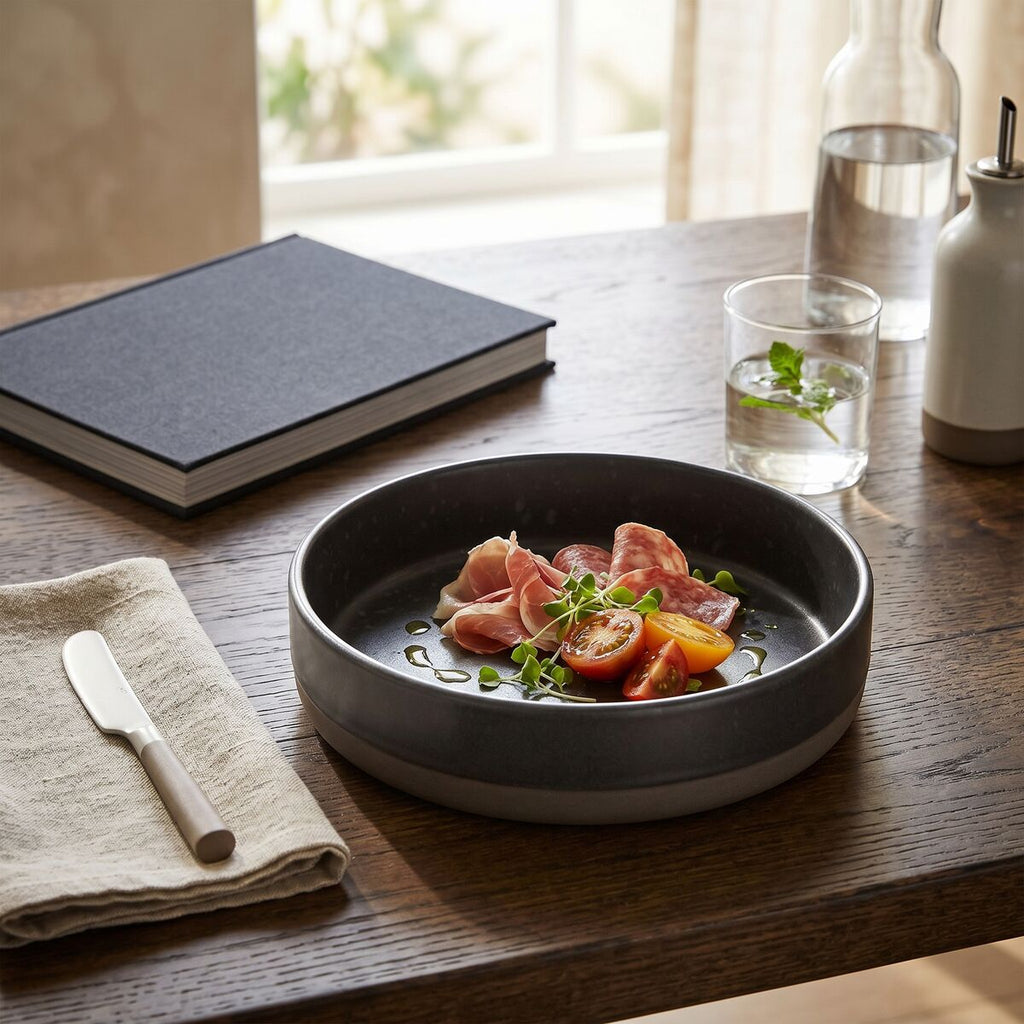 Orsina Hygge Large Grey Stoneware Serving Bowl – Nordic Style Decor