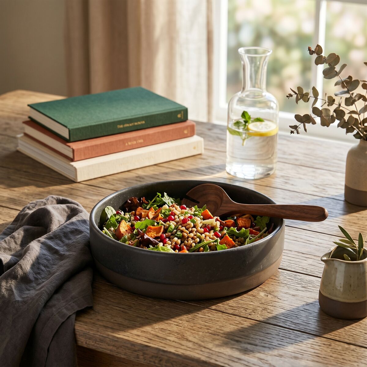 Orsina Hygge Large Grey Stoneware Serving Bowl – Nordic Style Decor