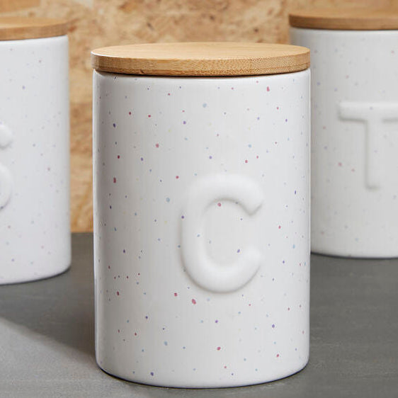 Orsina Fenwick Coffee Canister – Airtight Ceramic Jar with Bamboo Lid