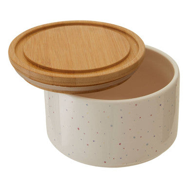 Orsina Fenwick Set of 3 Stackable Canisters with Bamboo Lids – White