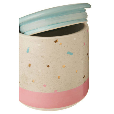 Orsina Lozica Medium Earthenware Storage Canister – Grey and Pink