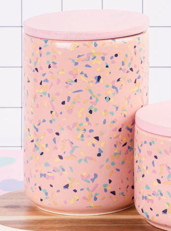 Orsina Yuki Large Pink Terrazzo Storage Canister | Kitchen Pantry Jar