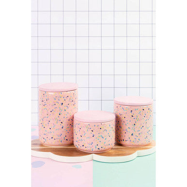 Orsina Yuki Large Pink Terrazzo Storage Canister | Kitchen Pantry Jar
