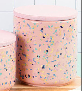 Orsina Yuki Medium Pink Terrazzo Storage Canister | Kitchen Pantry Jar