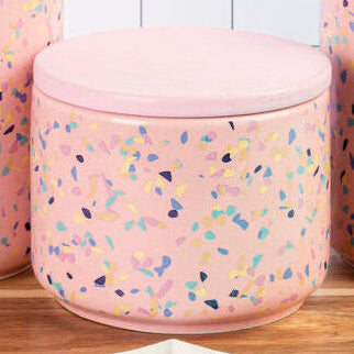 Orsina Yuki Small Pink Terrazzo Storage Canister with Airtight Lid