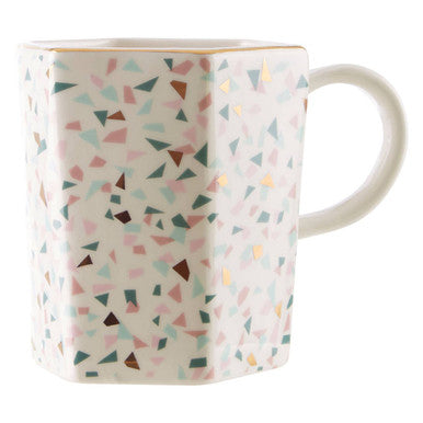 Orsina Yuki Terrazzo Pattern Ceramic Coffee Mug with Metallic Rim