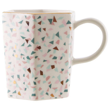 Orsina Yuki Terrazzo Pattern Ceramic Coffee Mug with Metallic Rim