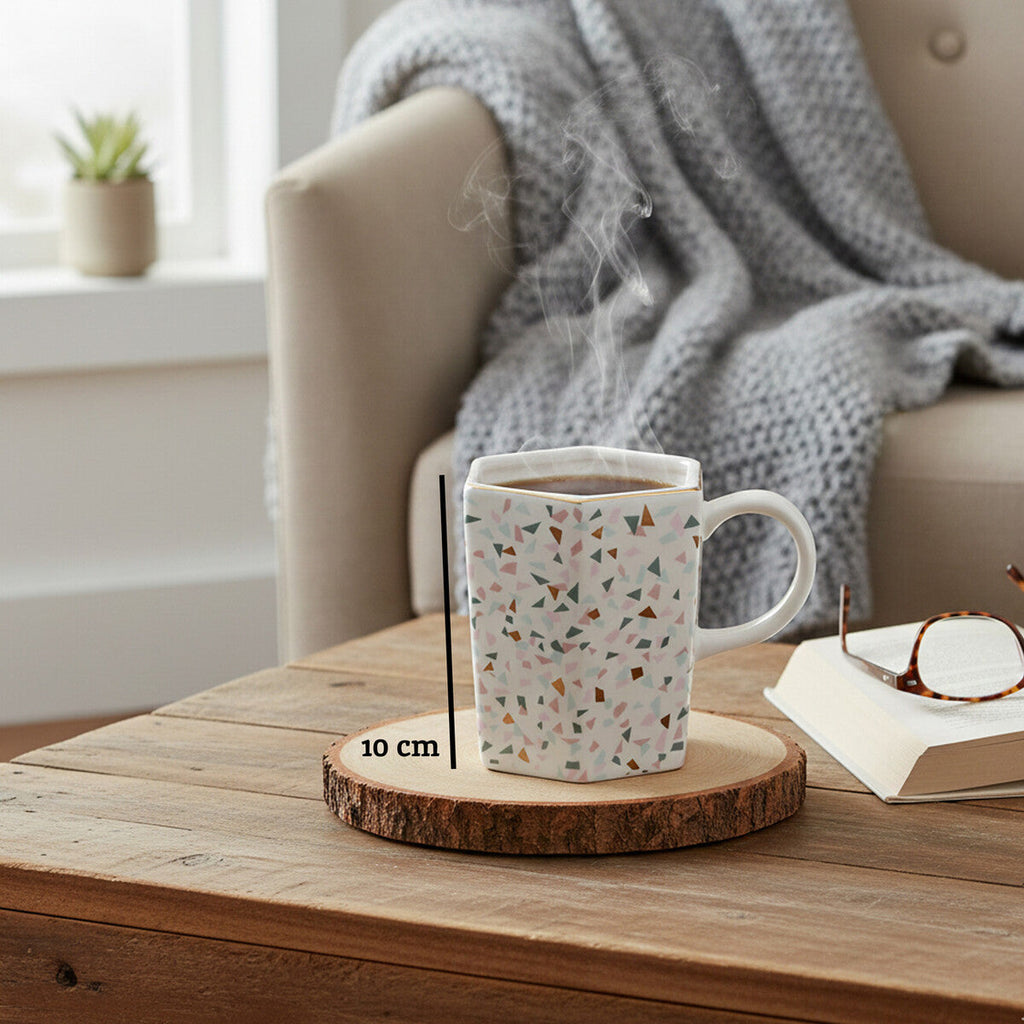 Orsina Yuki Terrazzo Pattern Ceramic Coffee Mug with Metallic Rim