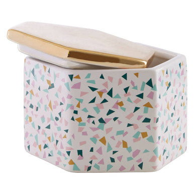 Orsina Terrazzo Storage Jar – Hexagonal Kitchen & Vanity Canister
