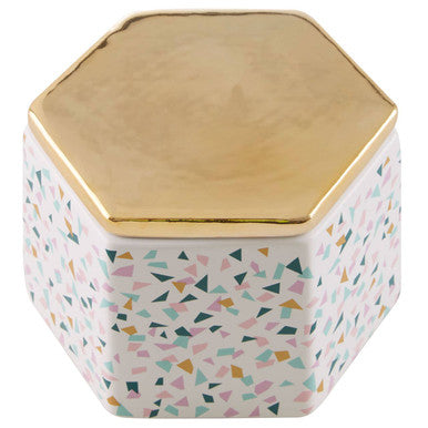 Orsina Terrazzo Storage Jar – Hexagonal Kitchen & Vanity Canister