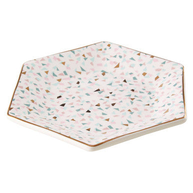 Orsina Yuki Terrazzo Side Plate – Hexagonal Geometric Ceramic Dish