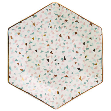 Orsina Yuki Terrazzo Side Plate – Hexagonal Geometric Ceramic Dish