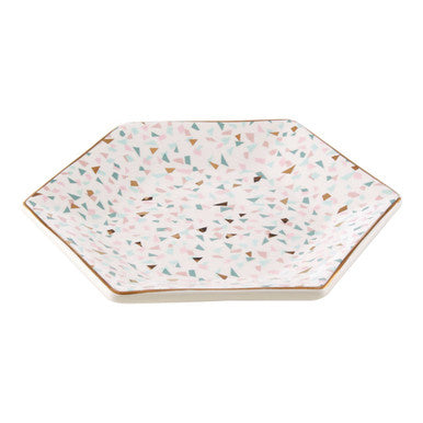 Orsina Yuki Terrazzo Side Plate – Hexagonal Geometric Ceramic Dish
