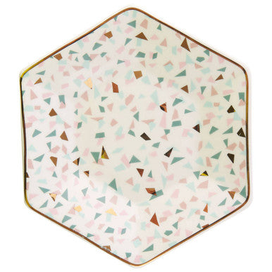 Orsina Yuki Terrazzo Dinner Plate – Hexagonal Modern Ceramic Tableware