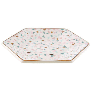 Orsina Yuki Terrazzo Dinner Plate – Hexagonal Modern Ceramic Tableware