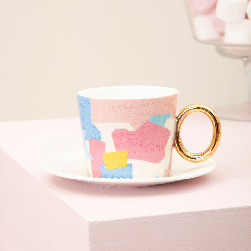 Orsina Miami Terrazzo Espresso Cups and Saucers Set – 2 Piece Set