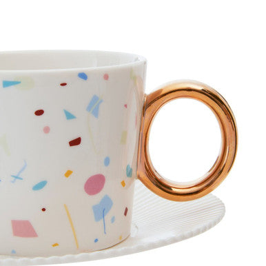 Orsina Miami Terrazzo Espresso Cups and Saucers Set – 2 Piece Set