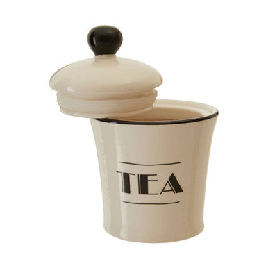 Orsina Broadway Tea Canister – Cream and Black Ceramic Storage Jar